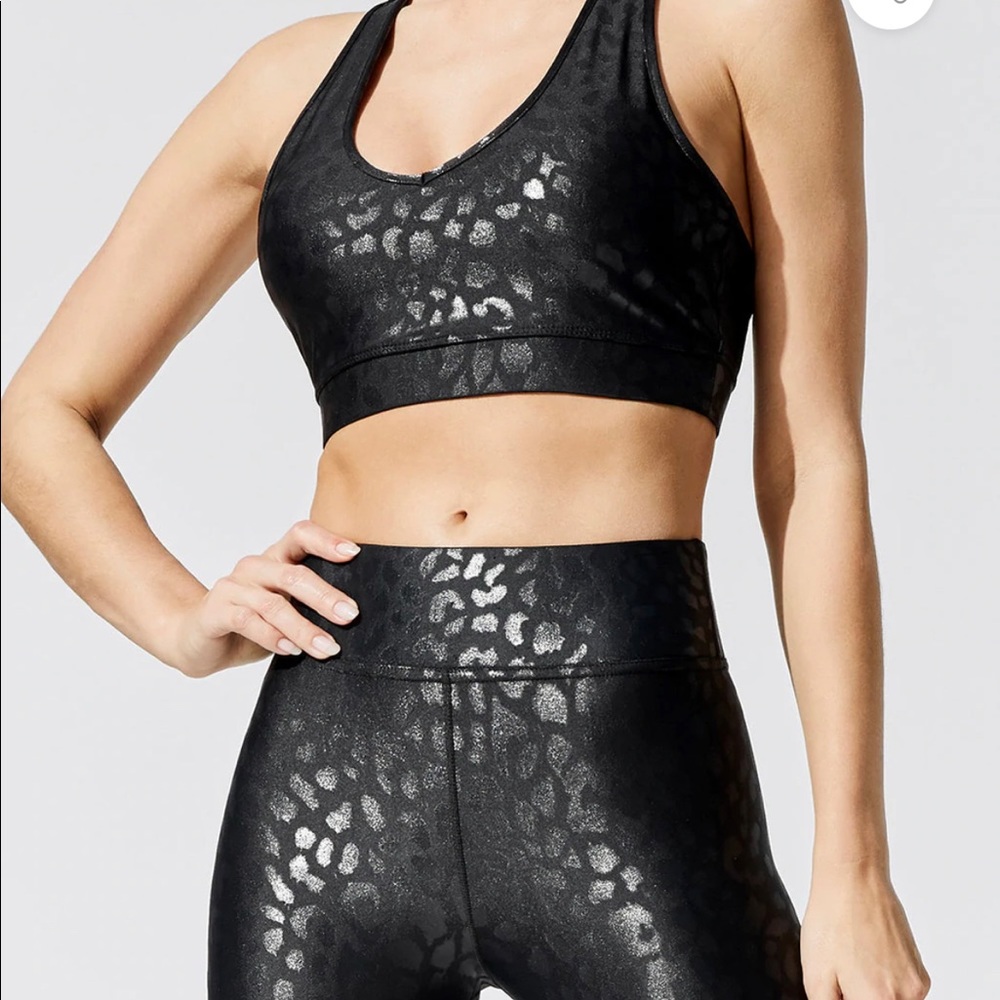Carbon 38 Takara Black Leopard (subtle) leggings & sports bra set